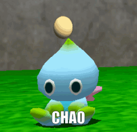 A Cartoon Character With The Word Chao On The Bottom Right GIF