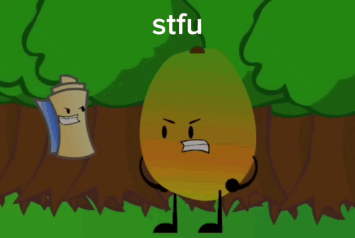 A Cartoon Character With The Word Stfu Written Above It GIF