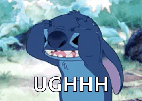 A Cartoon Character With The Word Ughhh Written On The Bottom GIF