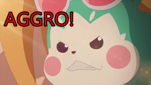 A Cartoon Character With The Words Aggro Written Above Him GIF