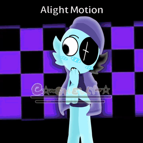 A Cartoon Character With The Words Alight Motion Written On The Bottom GIF