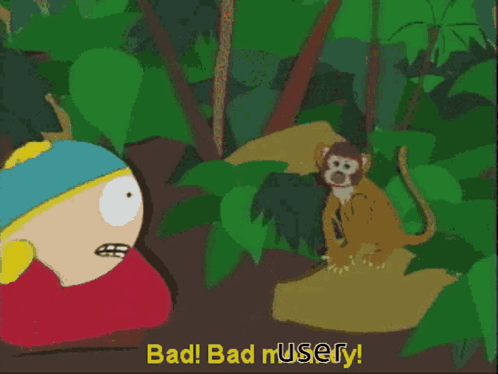 A Cartoon Character With The Words Bad Bad Misery GIF
