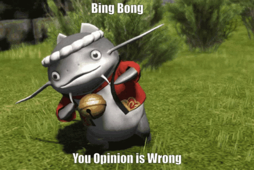 A Cartoon Character With The Words Bing Bong You Opinion Is Wrong On The Bottom GIF