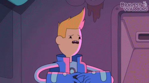 a cartoon character with the words bravest warriors behind him