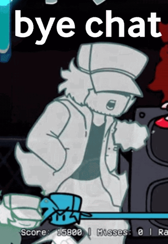 A Cartoon Character With The Words Bye Chat Written Above Him GIF