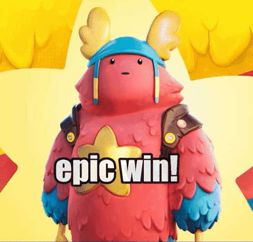 A Cartoon Character With The Words Epic Win On The Bottom GIF