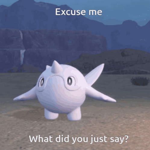 A Cartoon Character With The Words " Excuse Me What Did You Just Say " Below It GIF