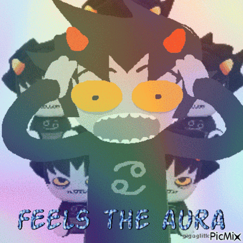 A Cartoon Character With The Words Feels The Aura GIF