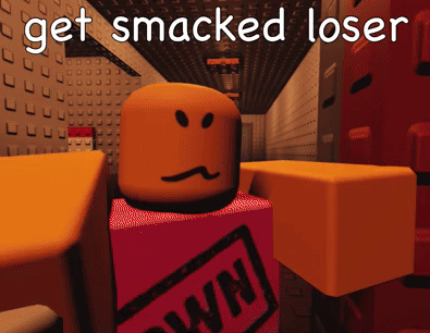 A Cartoon Character With The Words Get Smacked Loser GIF