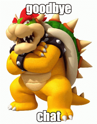 A Cartoon Character With The Words Goodbye Chat On The Bottom GIF