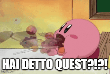 A Cartoon Character With The Words Hai Detto Quest Written On The Bottom GIF
