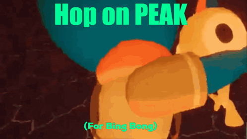 A Cartoon Character With The Words Hop On Peak Written On It GIF