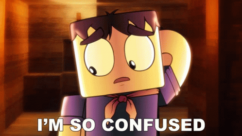 A Cartoon Character With The Words " I 'M So Confused " On The Bottom GIF