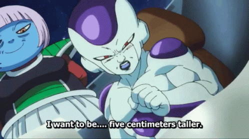 A Cartoon Character With The Words " I Want To Be Five Centimeters Taller " GIF