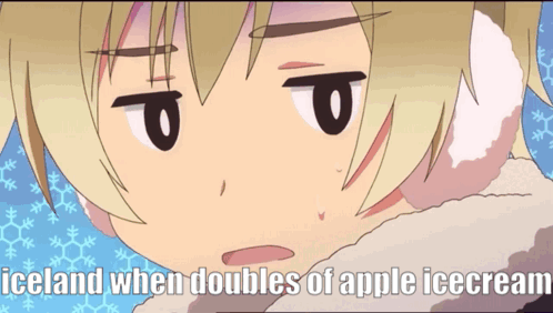A Cartoon Character With The Words Iceland When Doubles Of Apple Ice Cream GIF