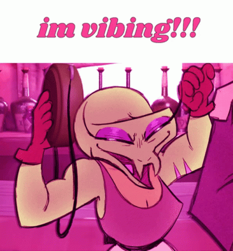 A Cartoon Character With The Words Im Vibing Written On The Bottom Right GIF