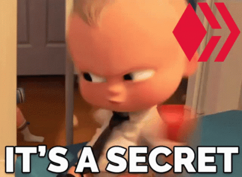 a cartoon character with the words it 's a secret below him