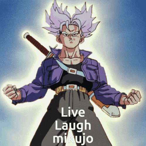 A Cartoon Character With The Words Live Laugh Mikujo GIF
