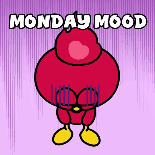 A Cartoon Character With The Words Monday Mood Written Above Him GIF