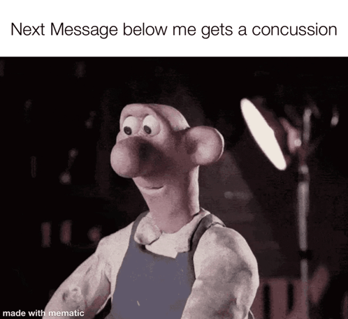 A Cartoon Character With The Words Next Message Below Me Gets A Concussion GIF