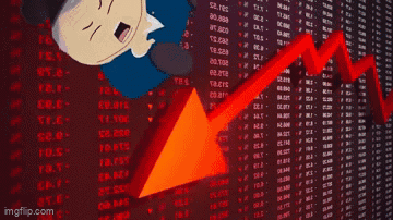 A Cartoon Character With The Words No What 'S Going On With My Stocks Written Below Him GIF
