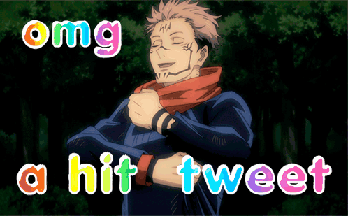 a cartoon character with the words omg a hit tweet