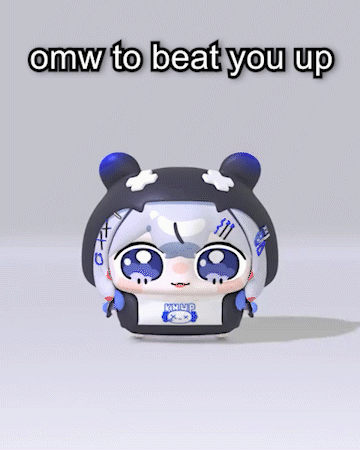 A Cartoon Character With The Words Omw To Beat You Up On It GIF