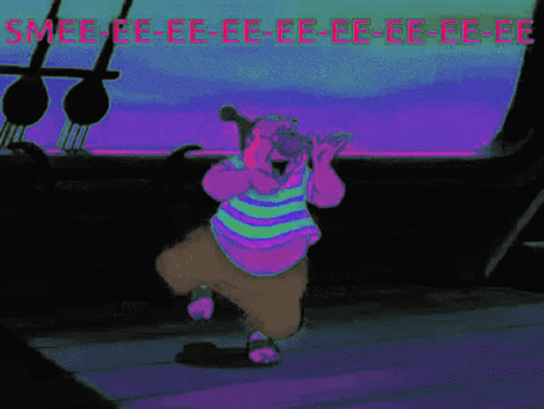 A Cartoon Character With The Words Smee-Ee-Ee-Ee-Ee-Ee-E GIF
