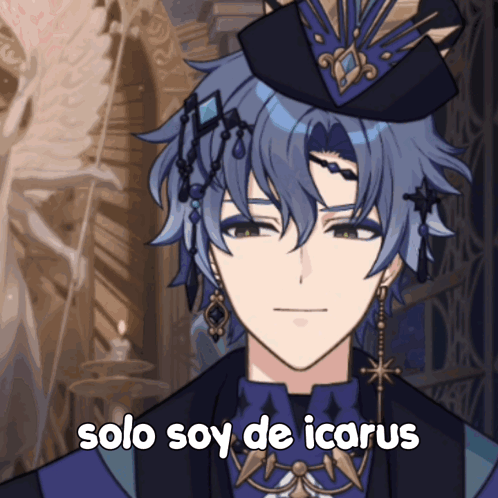 A Cartoon Character With The Words Solo Soy De Icarus Written On His Face GIF