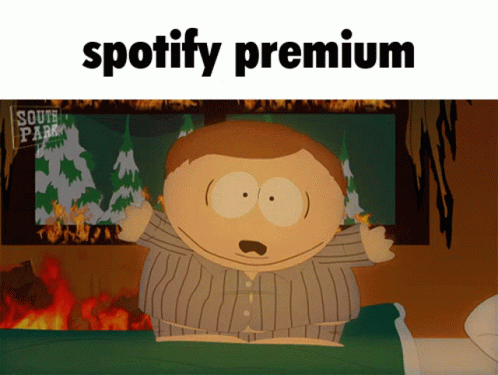 A Cartoon Character With The Words Spotify Premium On Top Of Him GIF