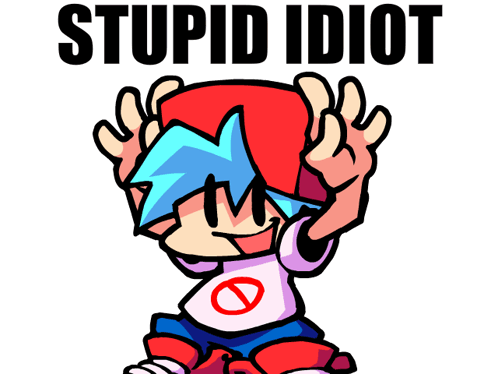 A Cartoon Character With The Words Stupid Idiot Written Below Him GIF