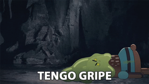 A Cartoon Character With The Words Tengo Gripe On The Bottom Right GIF