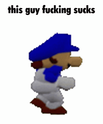 A Cartoon Character With The Words This Guy Fucking Sucks On It GIF