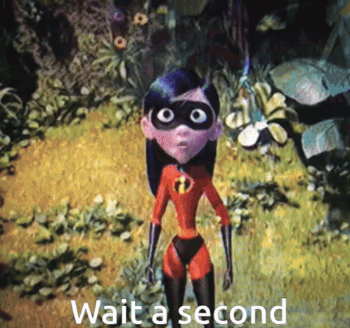 A Cartoon Character With The Words Wait A Second Written On The Bottom GIF