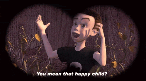 A Cartoon Character With The Words You Mean That Happy Child GIF