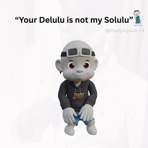 A Cartoon Character With The Words " Your Delulu Is Not My Solulu " Above It GIF