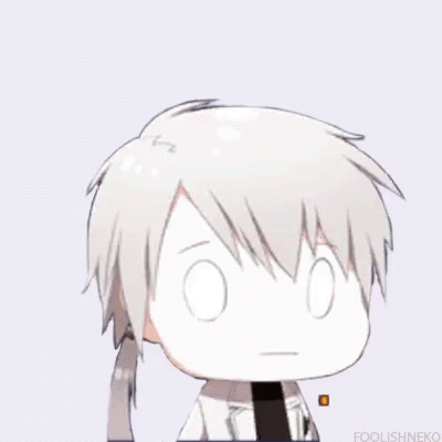 A Cartoon Character With White Hair And A Black Tie Is Making A Face . GIF