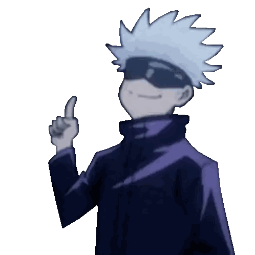 a cartoon character with white hair and a purple jacket is giving the thumbs up sign