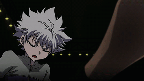 A Cartoon Character With White Hair And A Purple Jacket GIF