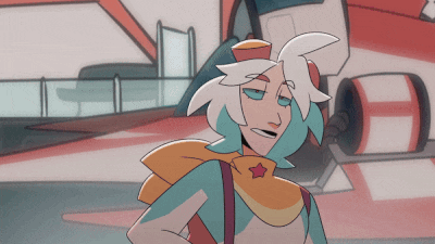 A Cartoon Character With White Hair And A Red Hat With A Star On It GIF