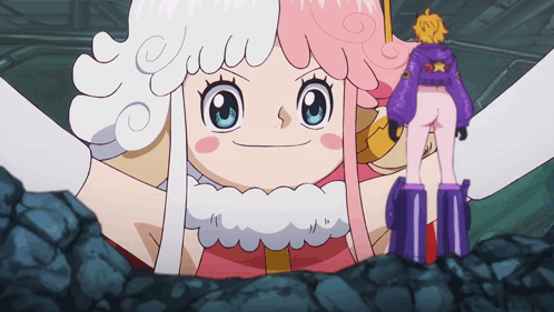 Cartoon Woman With White Hair And Blue Eyes Smiling GIF