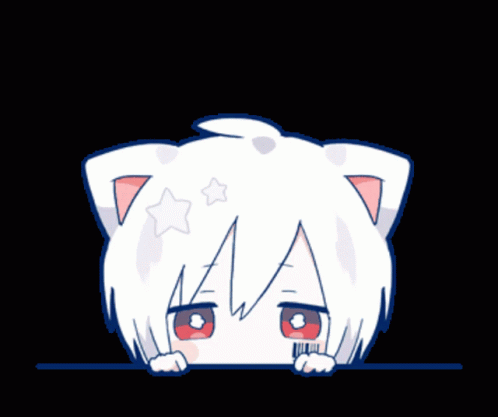 A Cartoon Character With White Hair And Cat Ears GIF