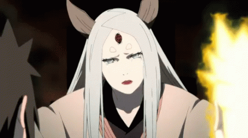 A Cartoon Character With White Hair And Horns Is Holding A Fireball In Her Hand . GIF