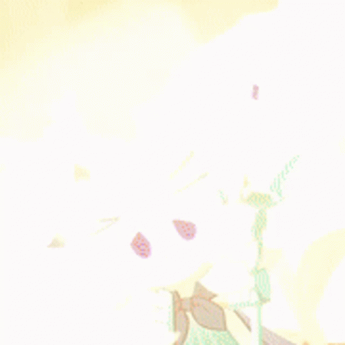 A Cartoon Character With White Hair And Red Eyes Holding A Flower GIF
