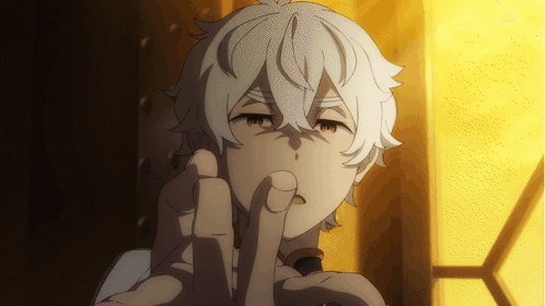 A Cartoon Character With White Hair Is Making A Shhh Gesture GIF