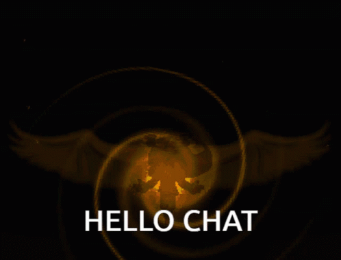 a cartoon character with wings and the words hello chat