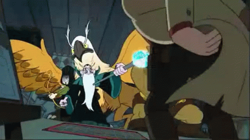 A Cartoon Character With Wings Is Holding A Magic Wand . GIF