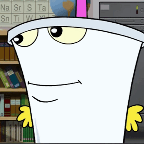 Cartoon Character With Yellow Arms In Front Of Periodic Table GIF