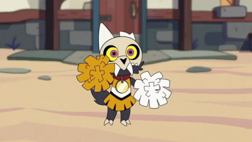 A Cartoon Cheerleader Is Holding A Bunch Of Pom Poms In Her Hands GIF