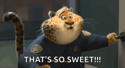 A Cartoon Cheetah Is Wearing A Police Uniform And Says That 'S So Sweet . GIF
